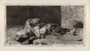 Árabe vigilando el cuerpo de un amigo de Marià Fortuny